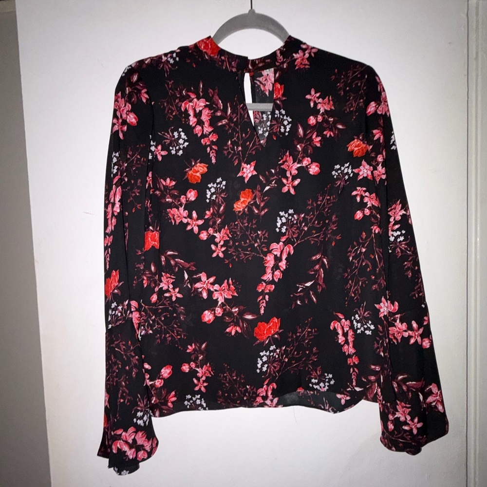 Violet & Claire Black and Red Floral Blouse